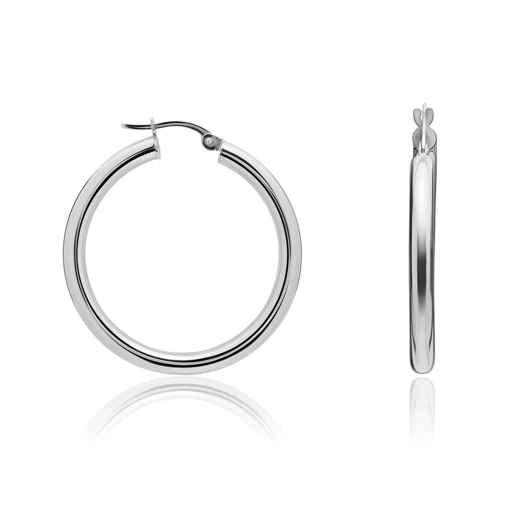 9ct White Gold Hoop Earrings