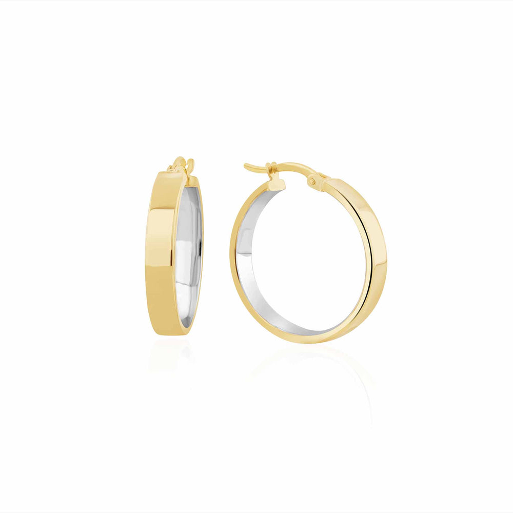 9ct Two Tone Gold Hoop Earrings