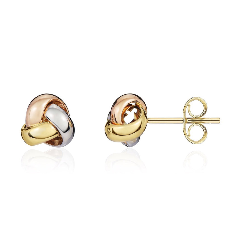 18ct Yellow White And Rose Gold Earrings.