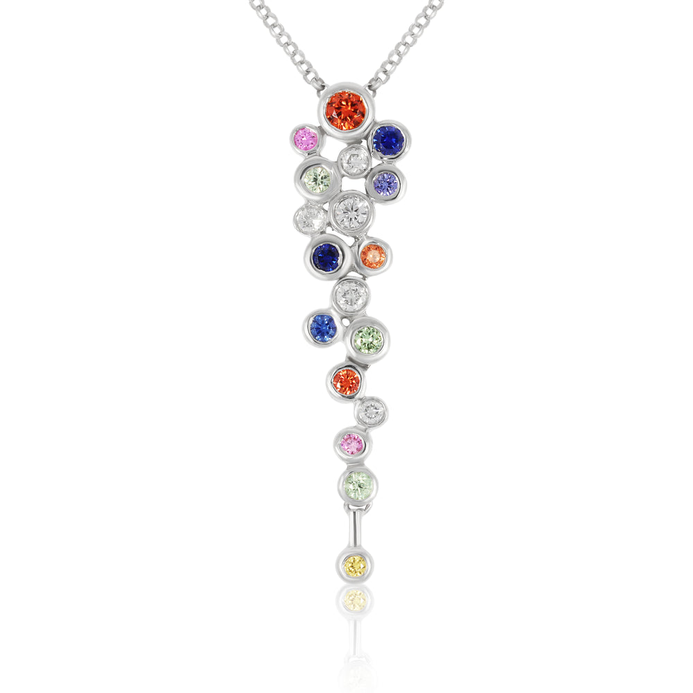 Shop 18K White Gold, Diamonds & Blue Sapphires Necklace Set Online