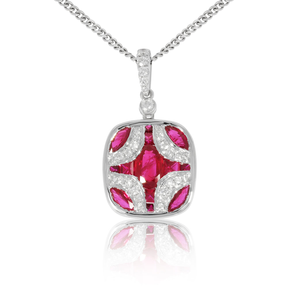 18ct White Gold and Ruby Pendant