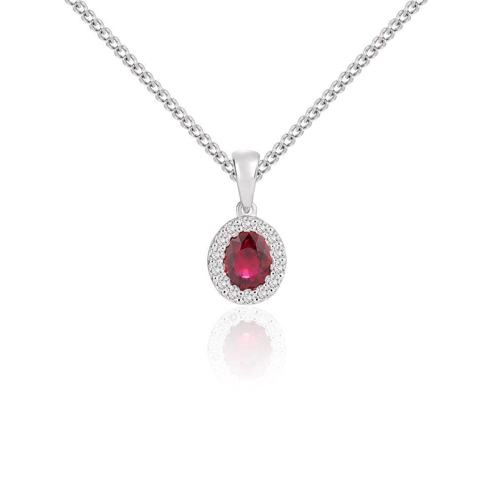 18ct White Gold Ruby And Diamond Pendant.