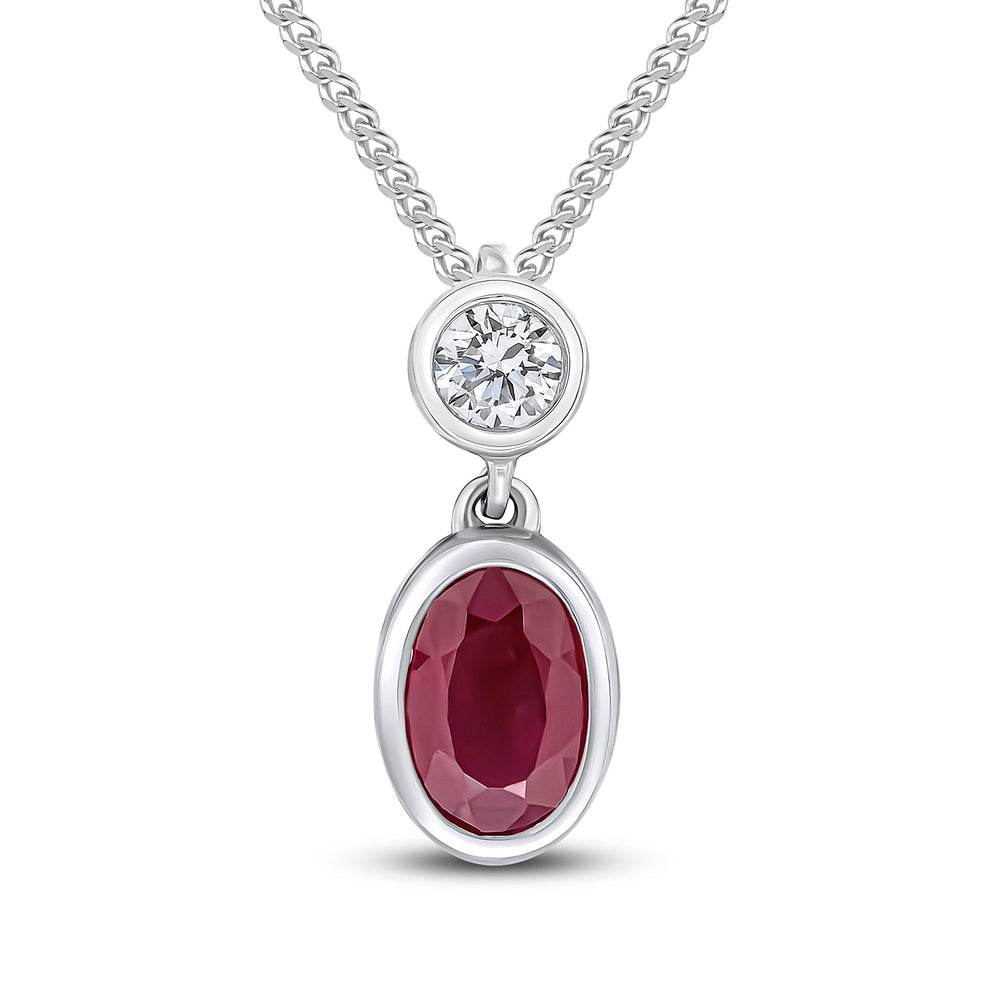 18ct White Gold Ruby And Diamond Pendant.