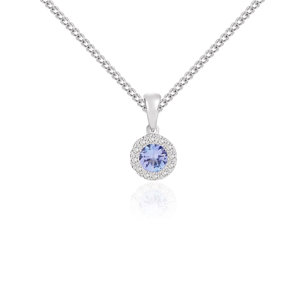 18ct White Gold Tanzanite And Diamond Pendant