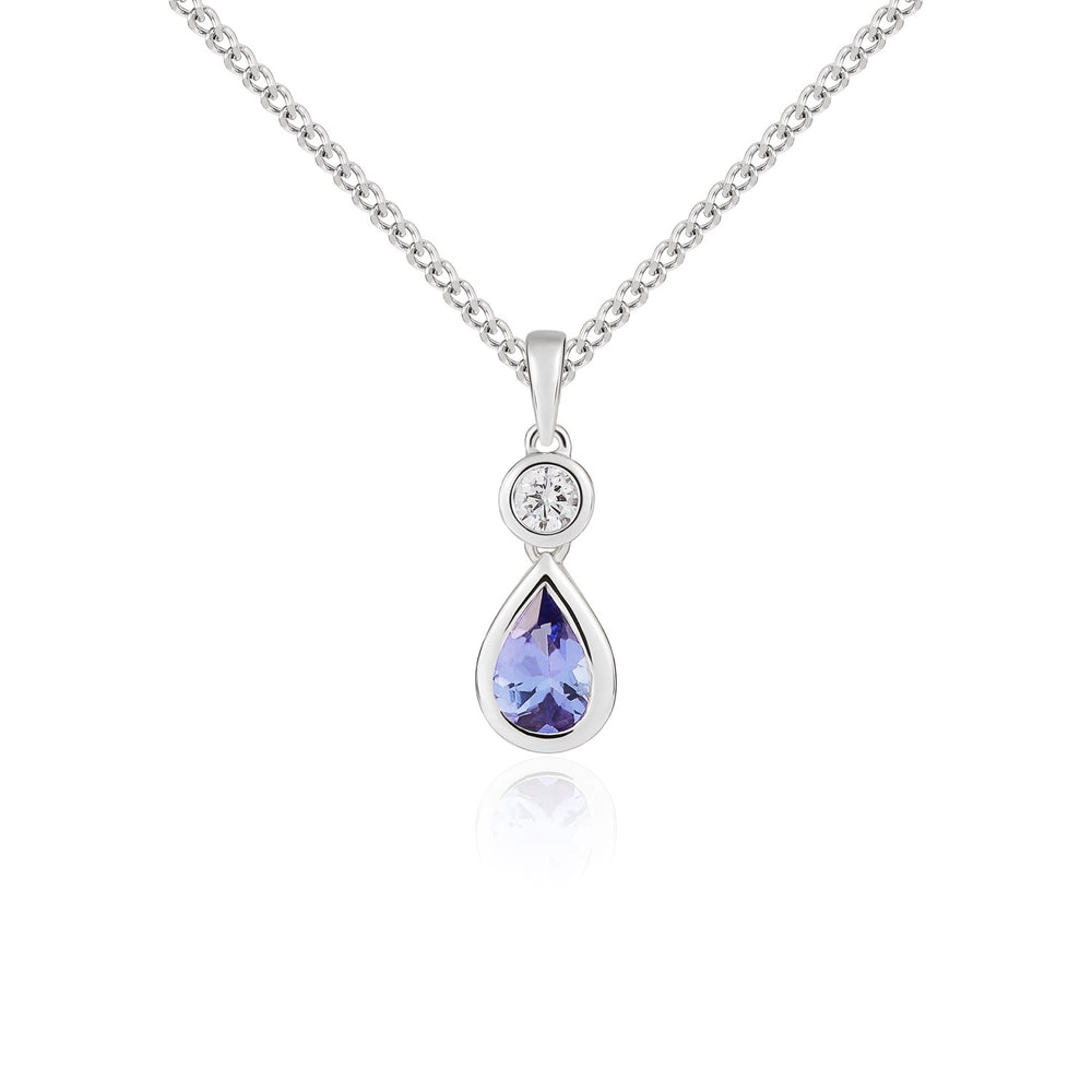 18ct White Gold Tanzanite And Diamond Pendant.