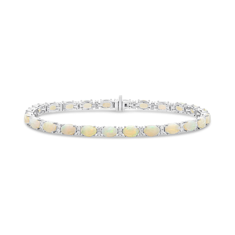 18ct White Gold Opal And Diamond Bracelet
