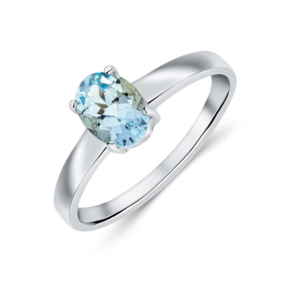 9ct White Gold and Aqua Ring