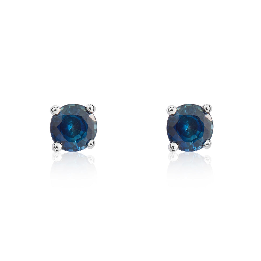 9ct White Gold And Sapphire Earrings