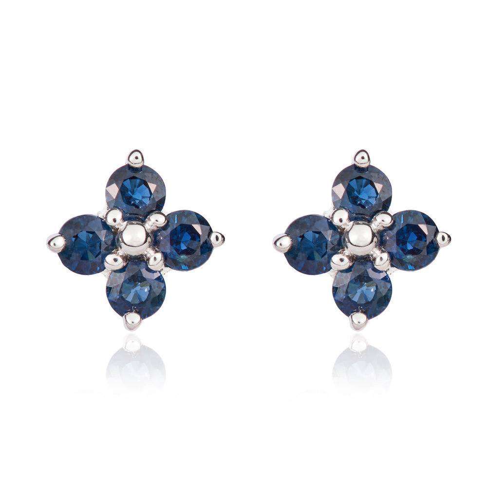 9ct White Gold And Sapphire Earrings