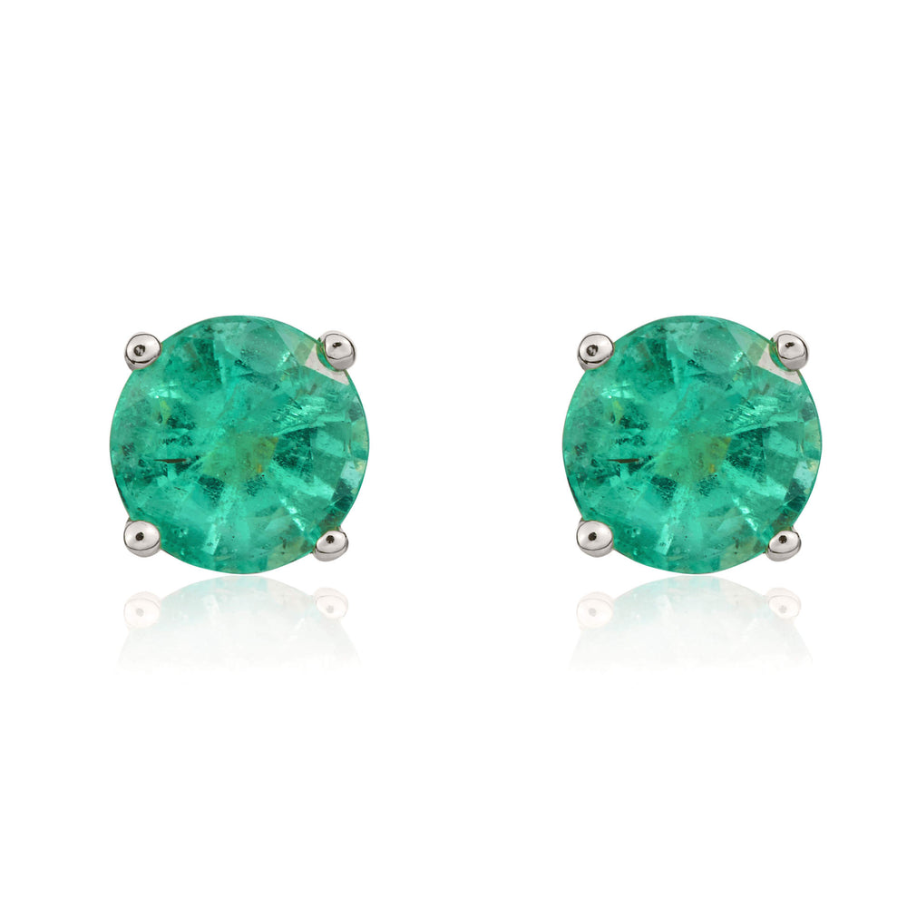 9ct White Gold And Emerald Earrings.