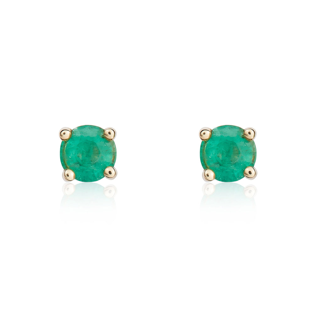 9ct Yellow Gold And Emerald Earrings.