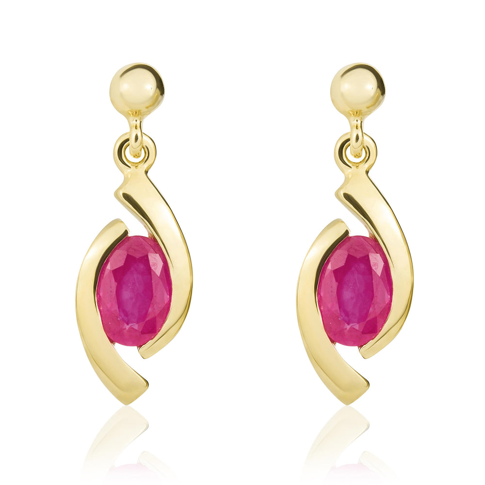 9ct Yellow Gold And Ruby Earrings