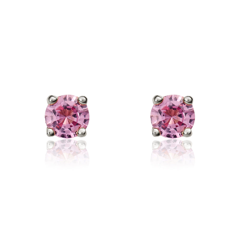 9ct White Gold And Pink Sapphire Earrings.