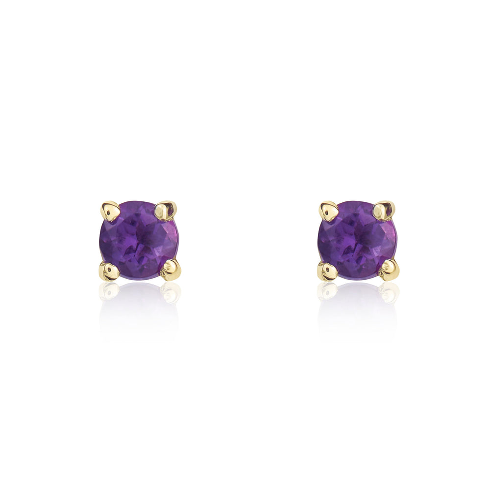 9ct Yellow Gold And Amethyst Earrings