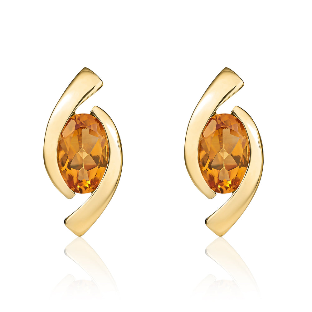 9ct Yellow Gold And Citrine Earrings