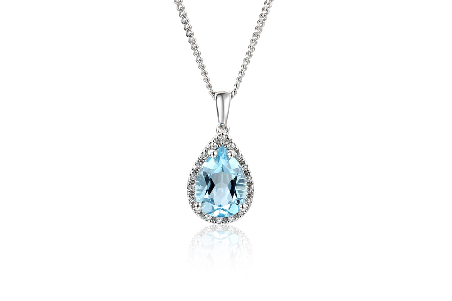 Blue Topaz Necklace, .925 Sterling Silver Pear Shape Topaz Natural Gem –  KesleyBoutique