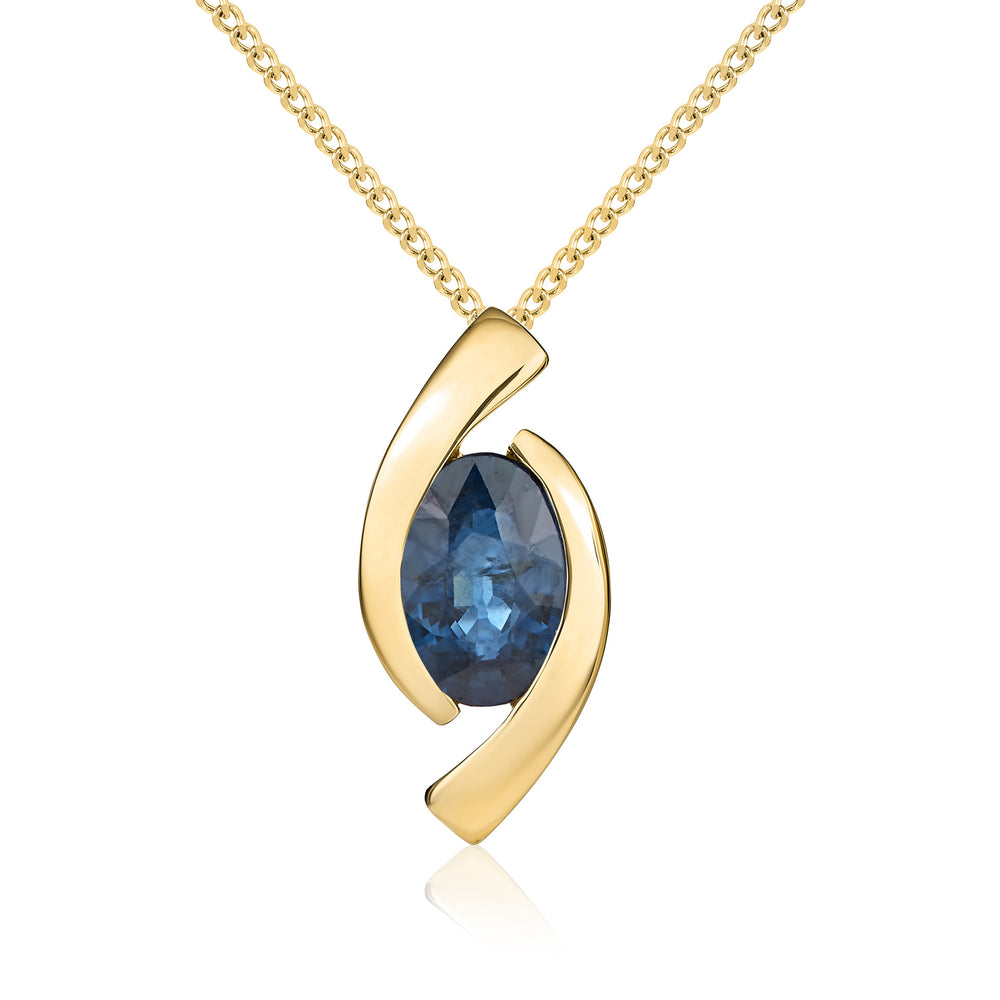 9ct Yellow Gold And Sapphire Pendant