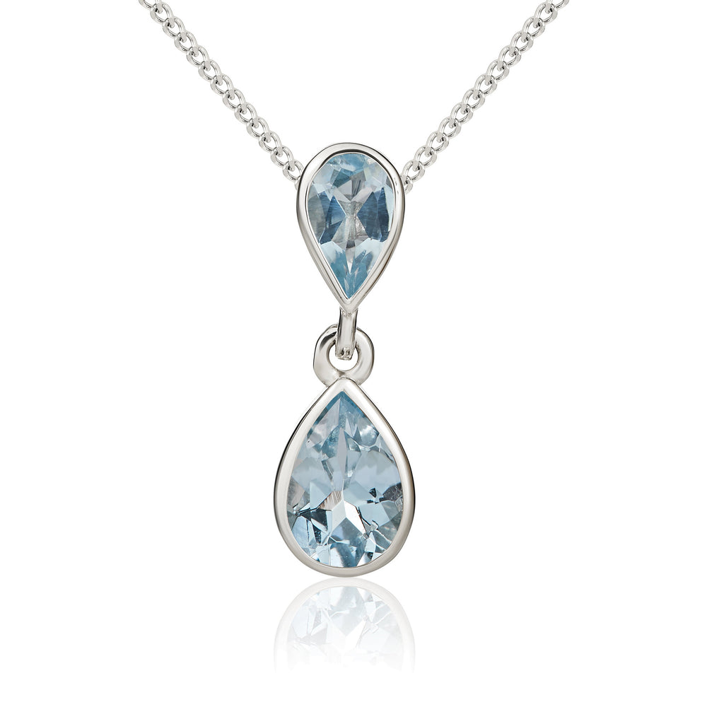 9ct White Gold And Aqua Pendant