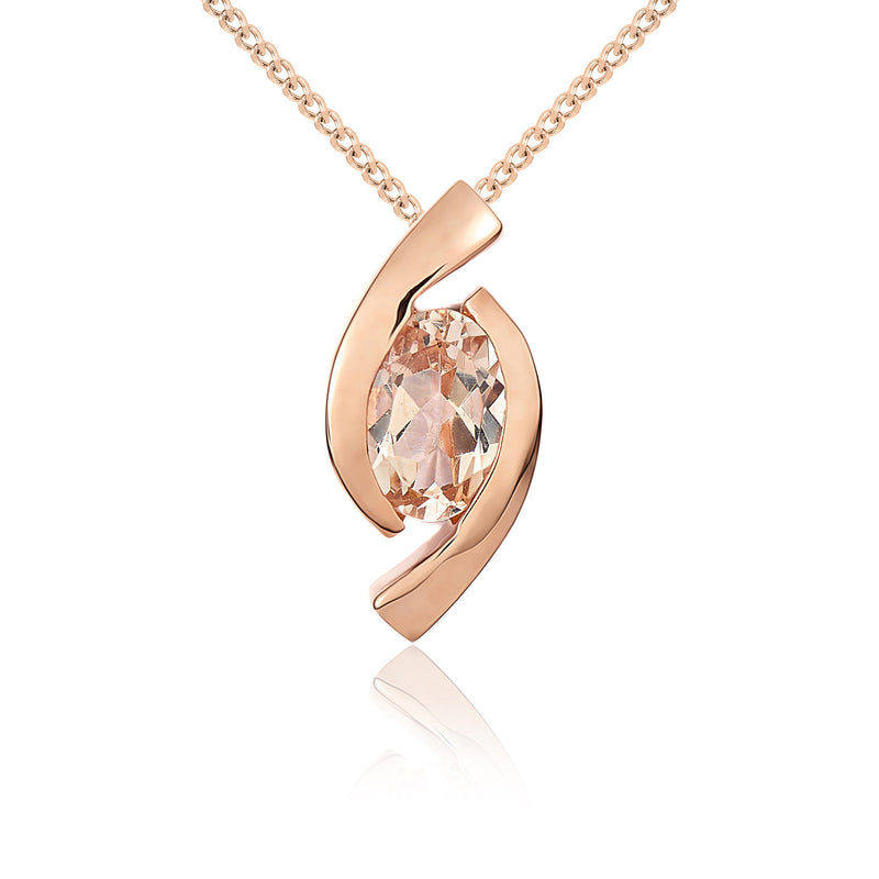 9ct Rose Gold And Morganite Pendant