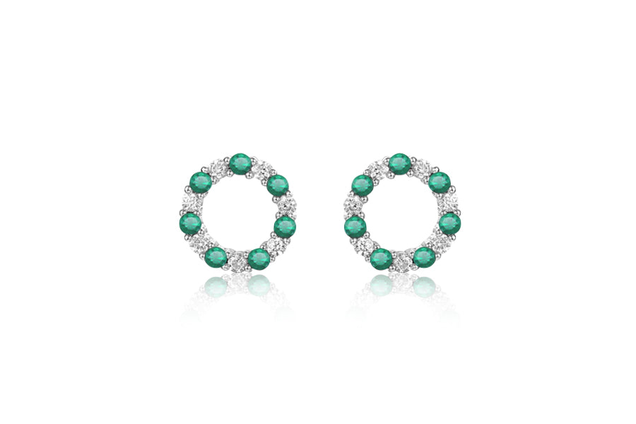 Silver Emerald and Cubic Zirconia Earrings