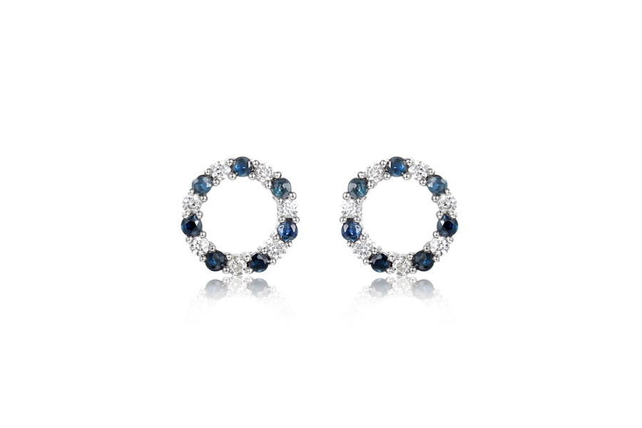Silver Sapphire and Cubic Zirconia Earrings