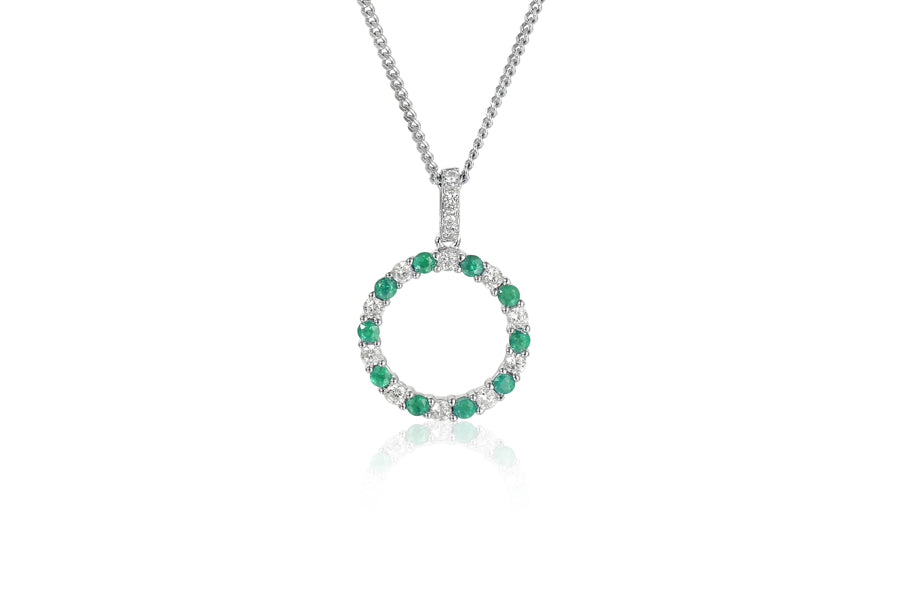 Silver Emerald and Cubic Zirconia Necklace