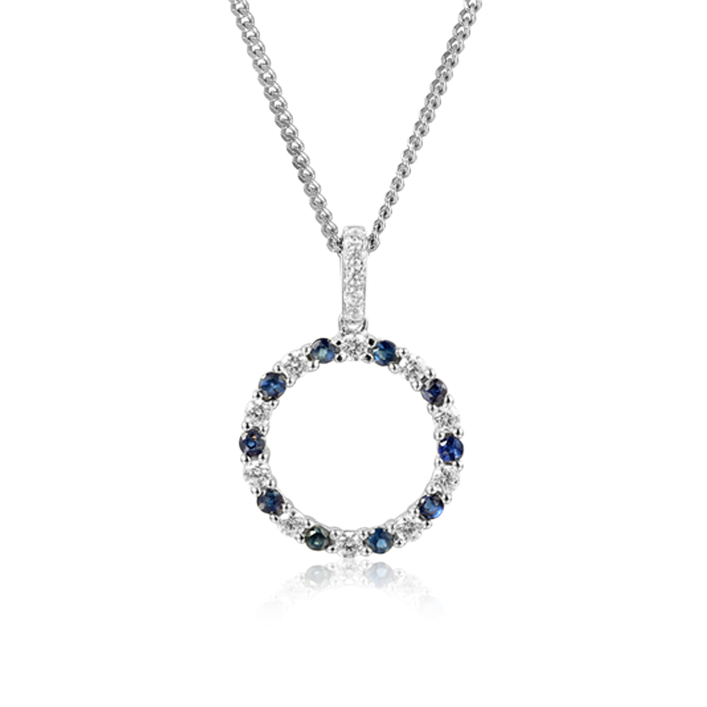 Silver Sapphire and Cubic Zirconia Necklace