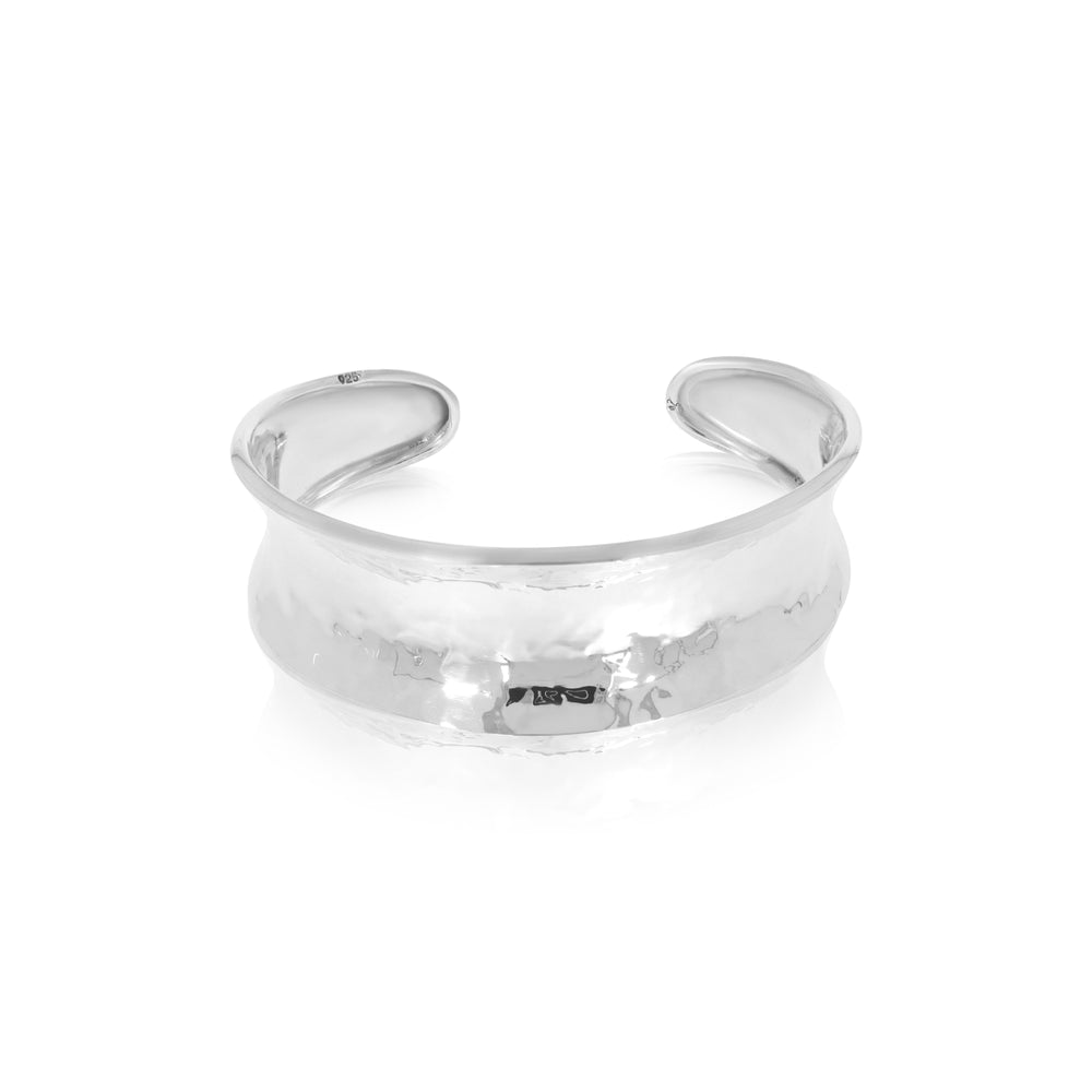 Silver Hammered Cuff Bangle