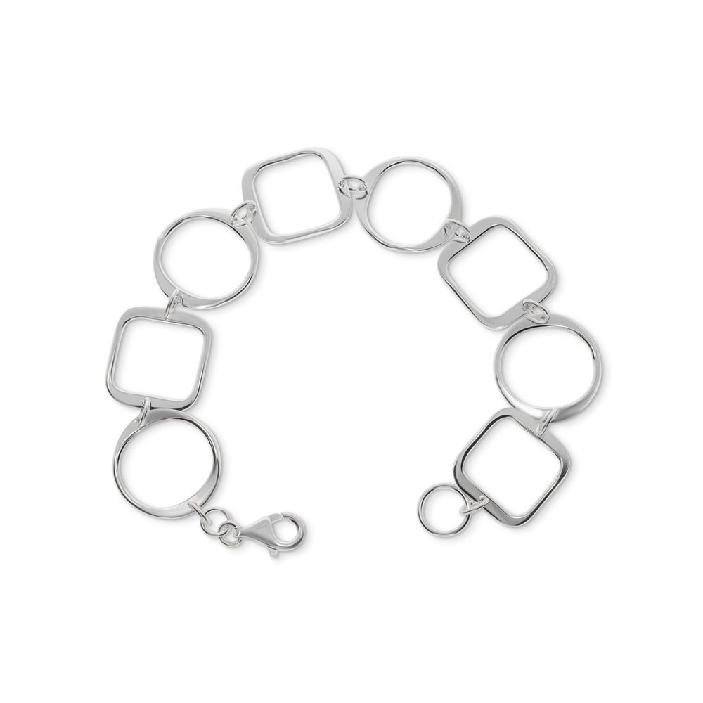 Silver Square and Circle Bracelet