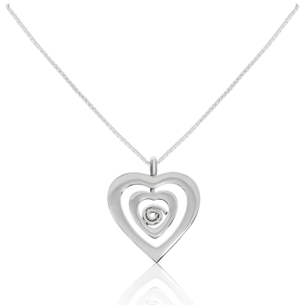 Heart Swirl Locket Necklace Sterling Silver