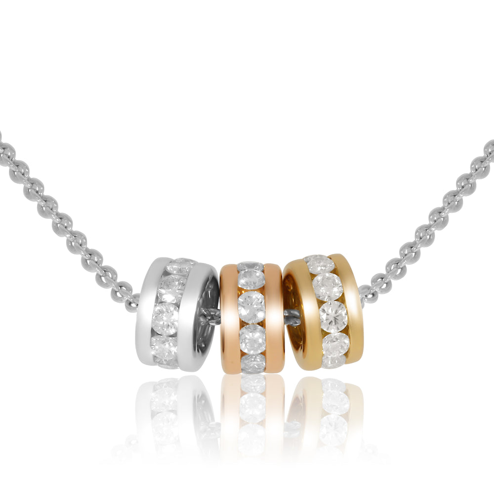 18ct Three Tone Gold Ring Diamond Necklace