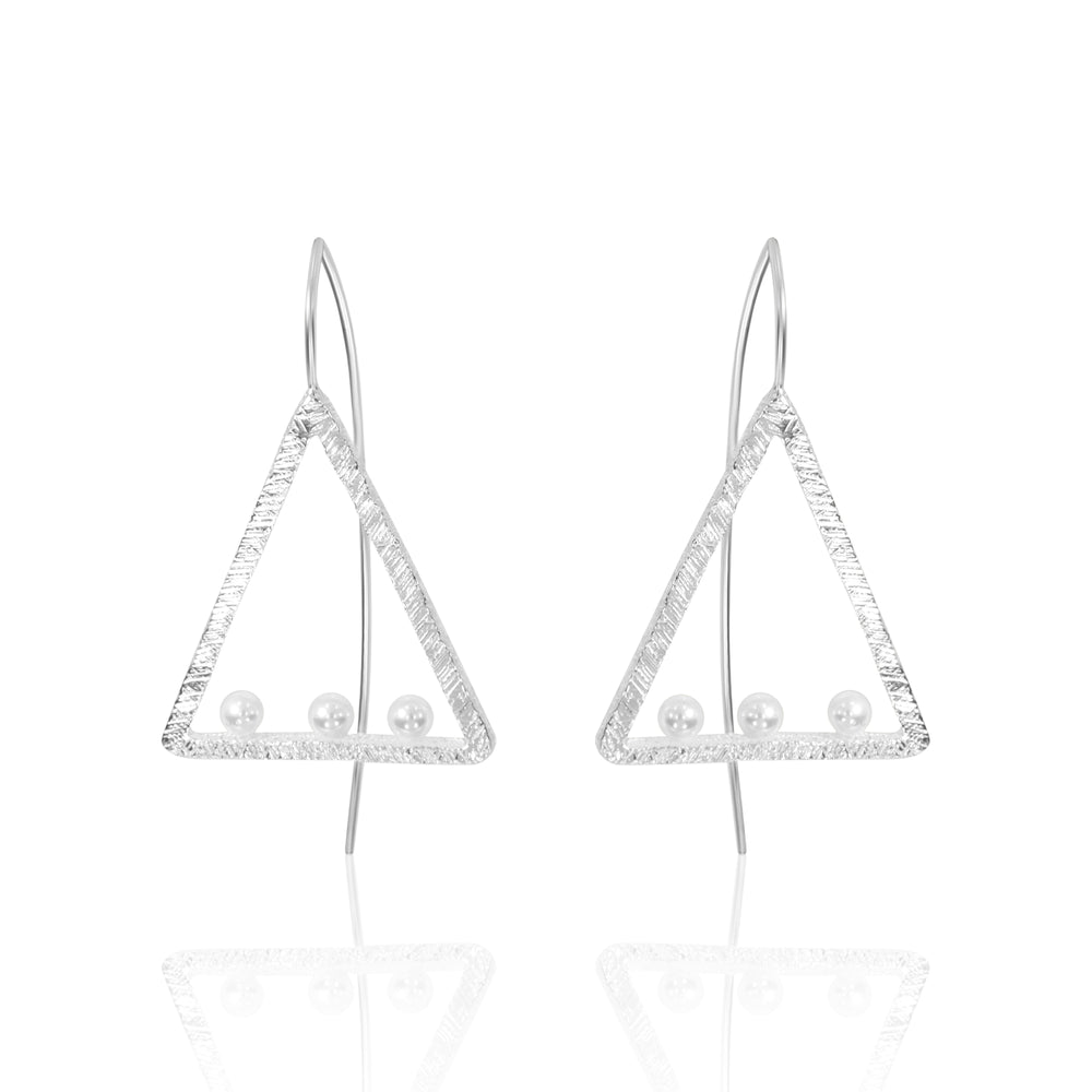Silver Triangle Hook Earrings