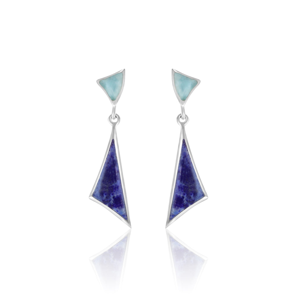 Silver Larimar and Lapis Earrings