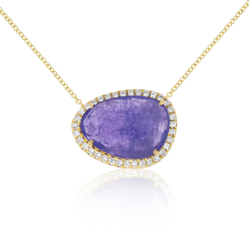 18ct Yellow Gold Tanzanite and Diamond Necklace