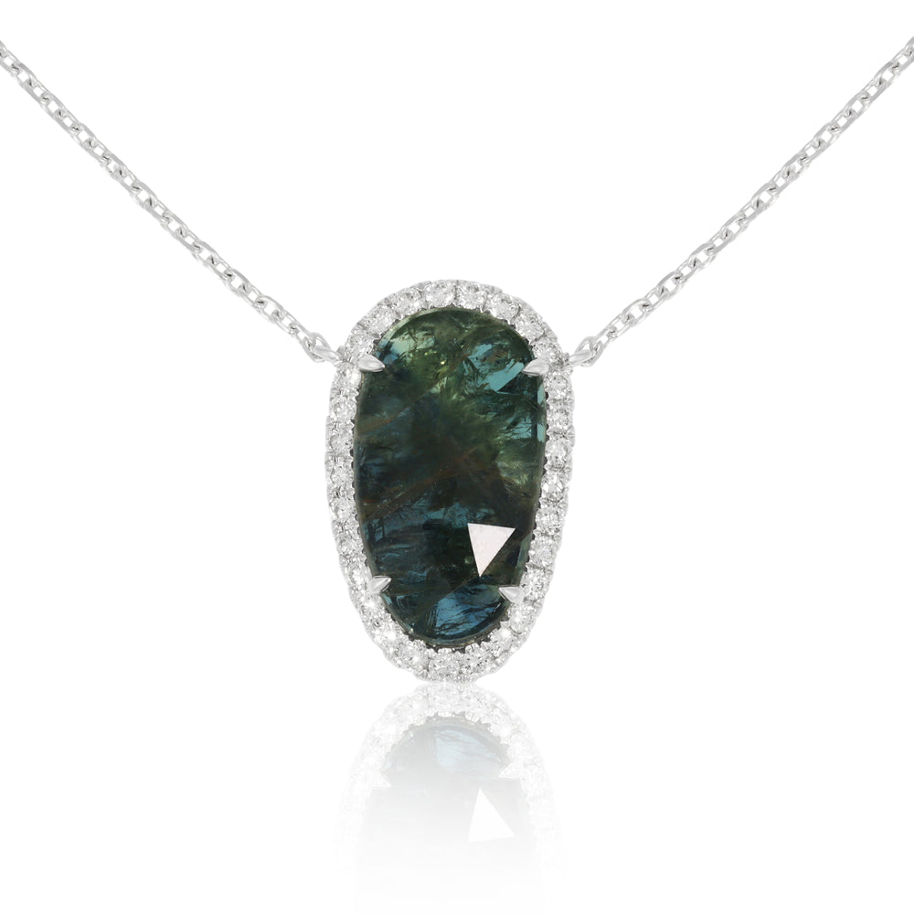 18ct White Gold Sapphire and Diamond Necklace