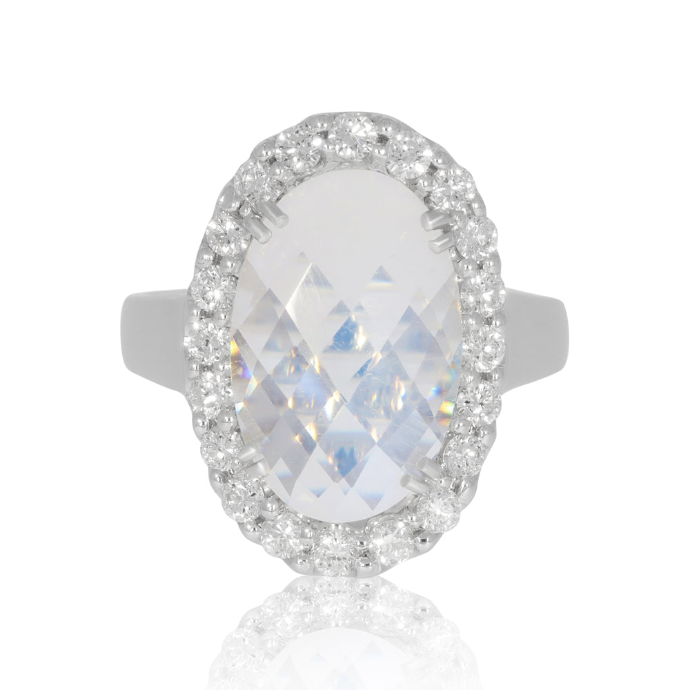 18ct White Gold Moonstone and Diamond Ring