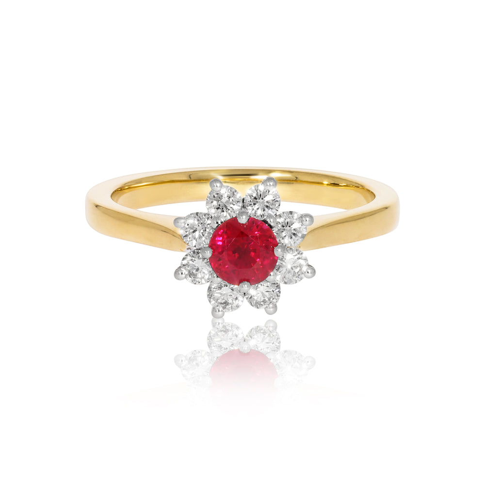 18ct Yellow Gold Diamond and Ruby Ring