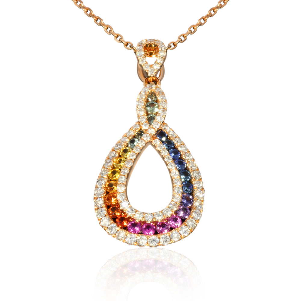 18ct Rose Gold and Multi-Sapphire Necklace