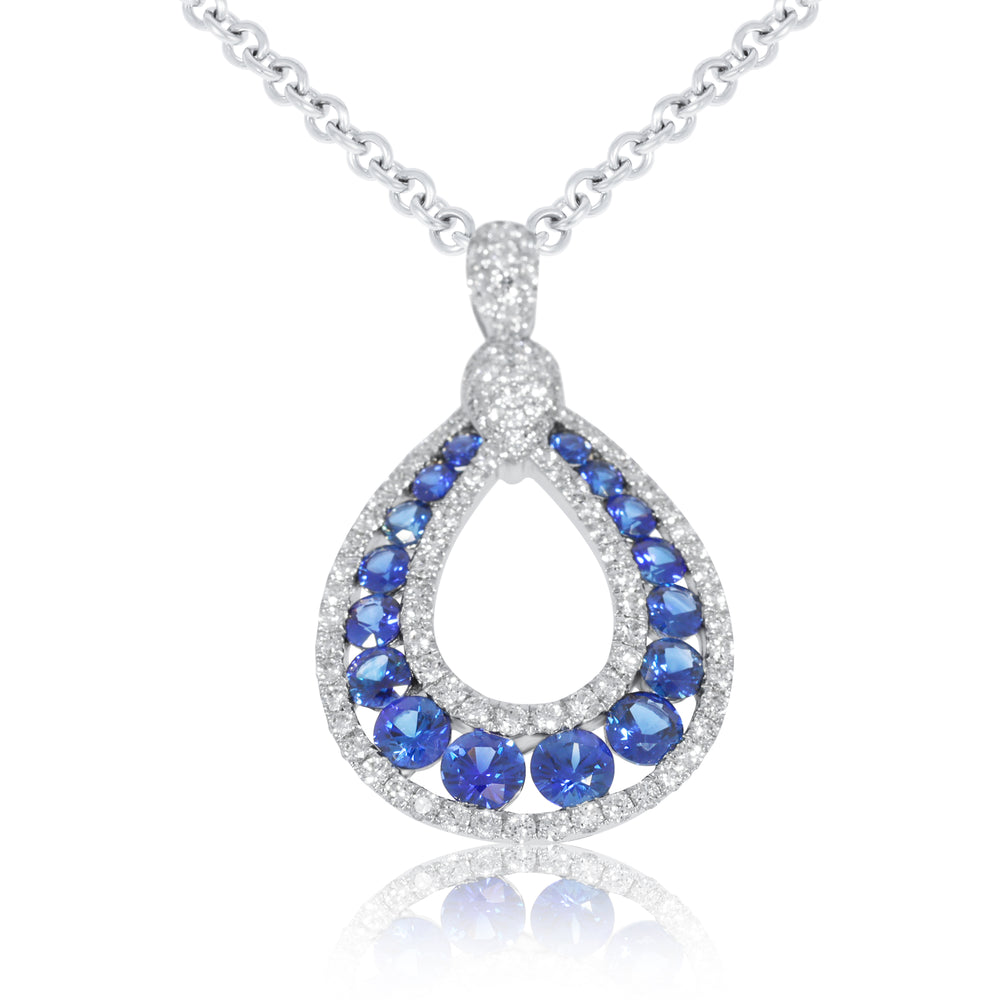 18ct White Gold and Sapphire Pendant