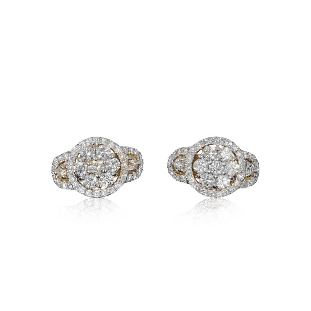 18ct Yellow and White Gold and Diamond Earrings