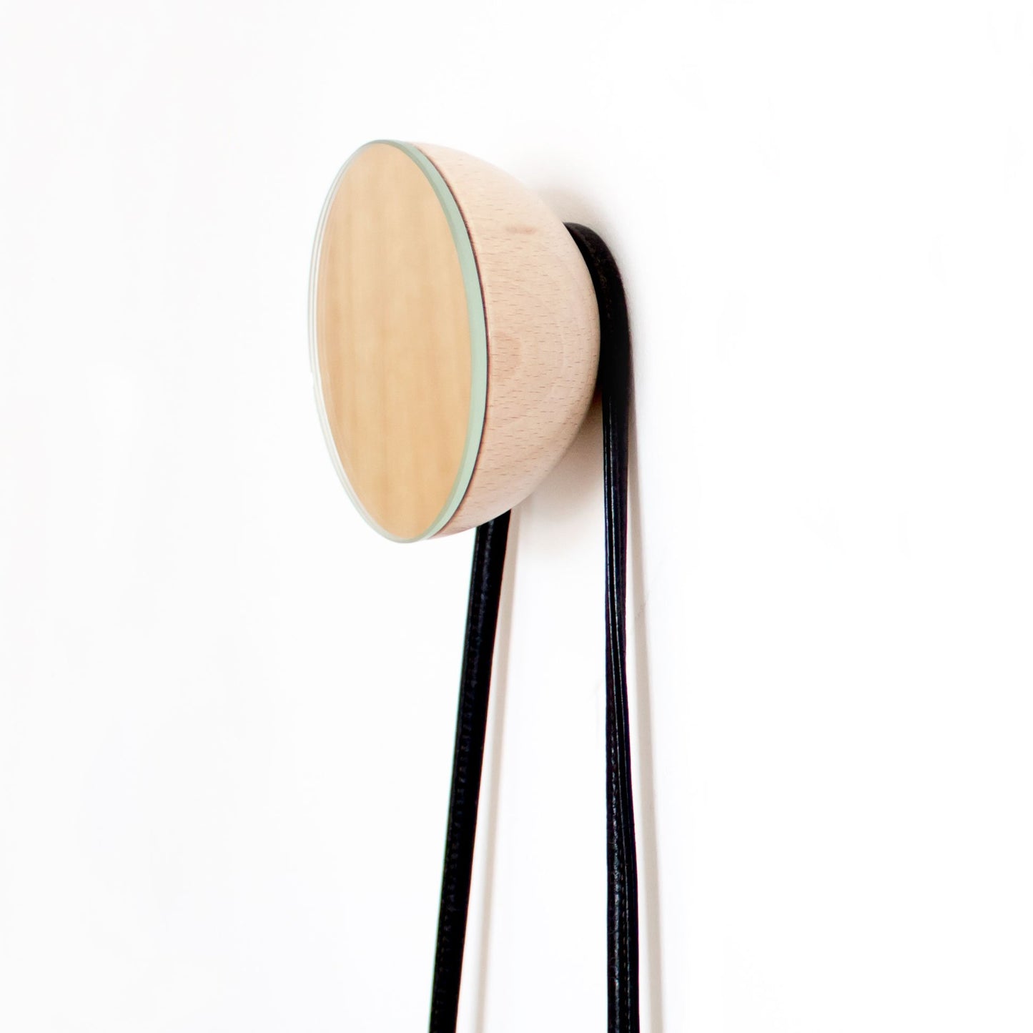 Buy Round Beech Wood Wall Mounted Mirror Coat Hook by Violet Eurynome