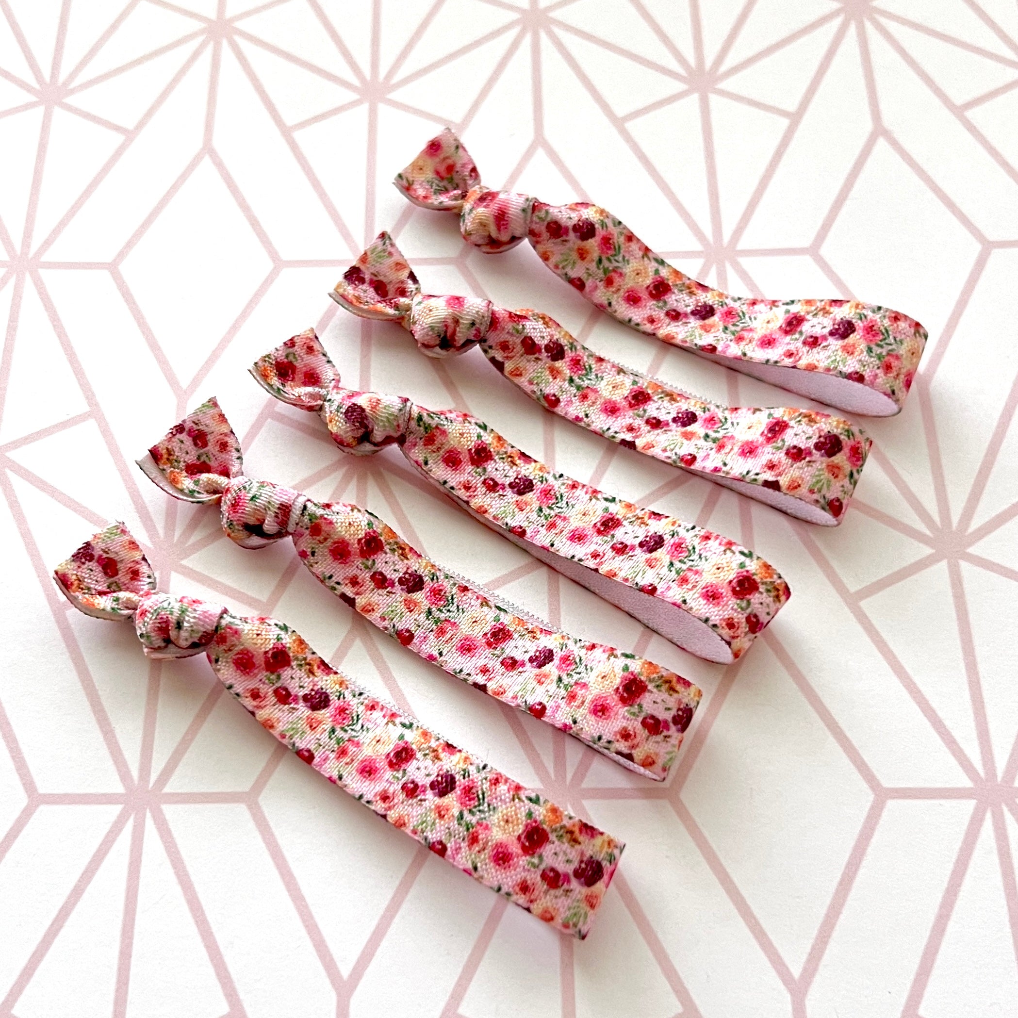 Pink Rose Floral Hair Ties | Bulk Hair Ties