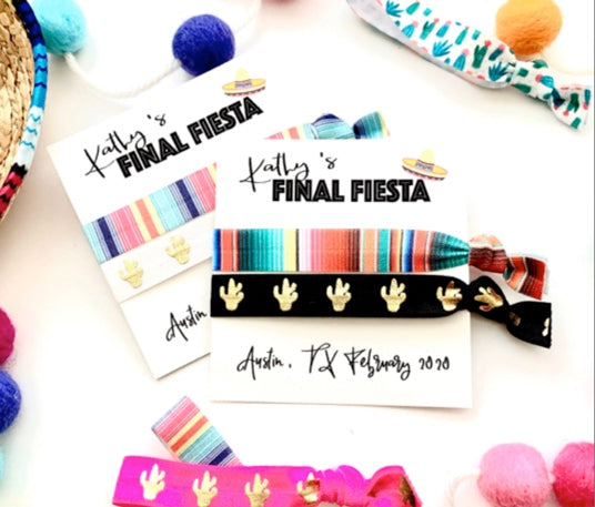 Personalized FINAL FIESTA Hair Tie Favors | Bachelorette Mexican Blanket Party Favor Hair Ties Serap