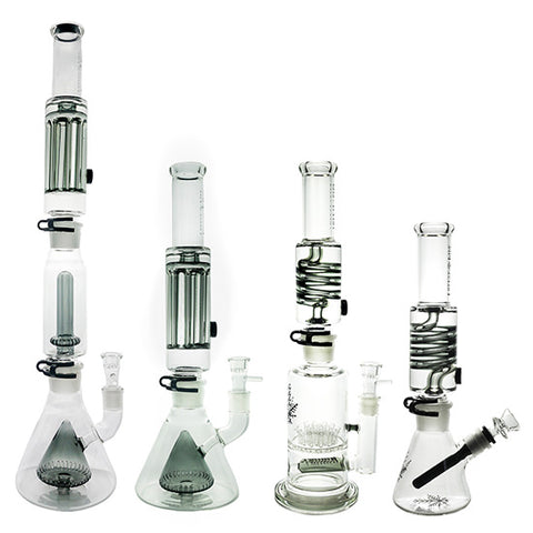 group of innovative glass bongs