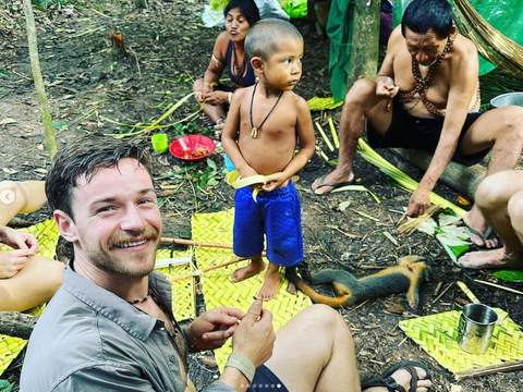 Peter Magnin with the Matis in the Amazon