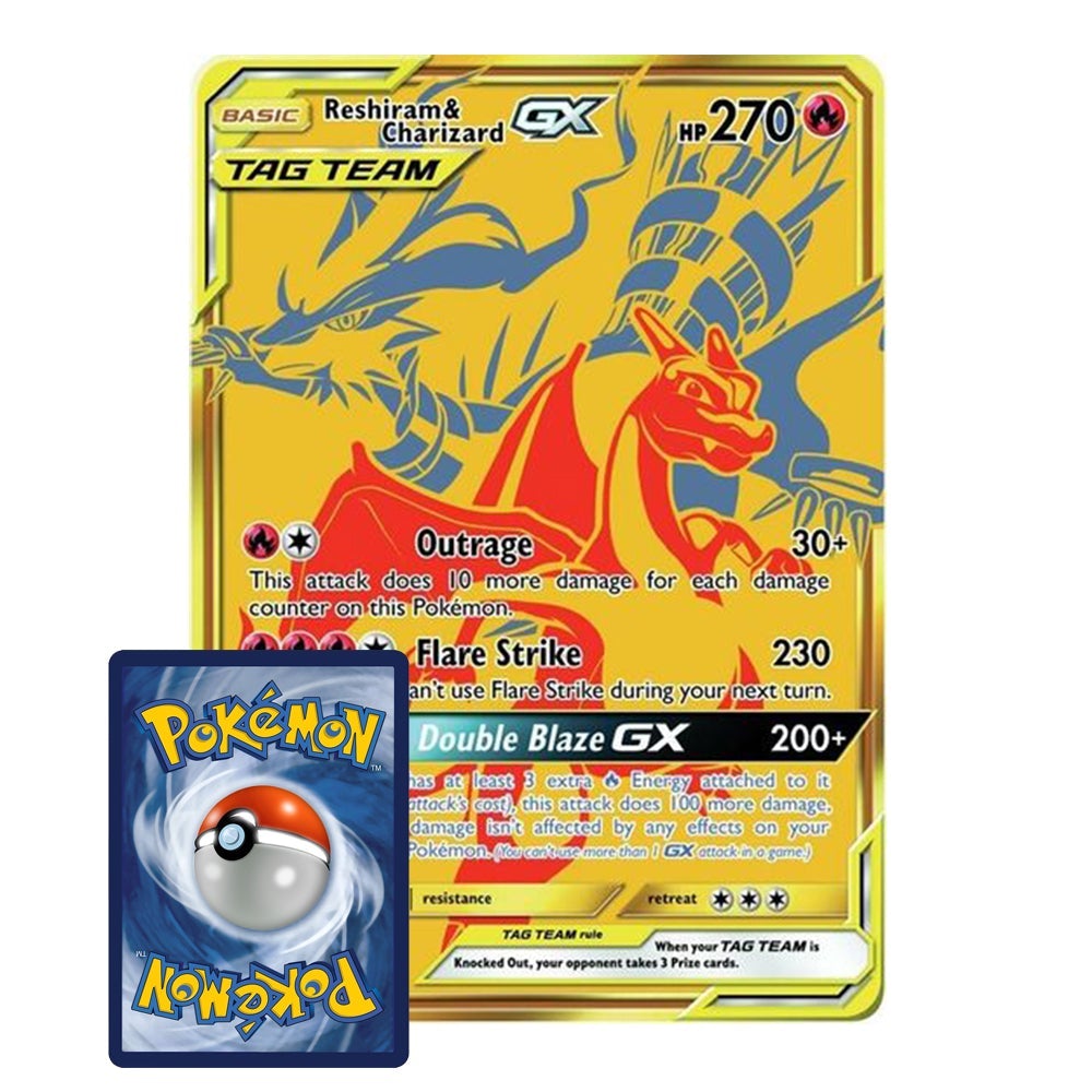 Mavin  Jumbo Pokemon Reshiram Charizard GX Tag Team Gold Promo