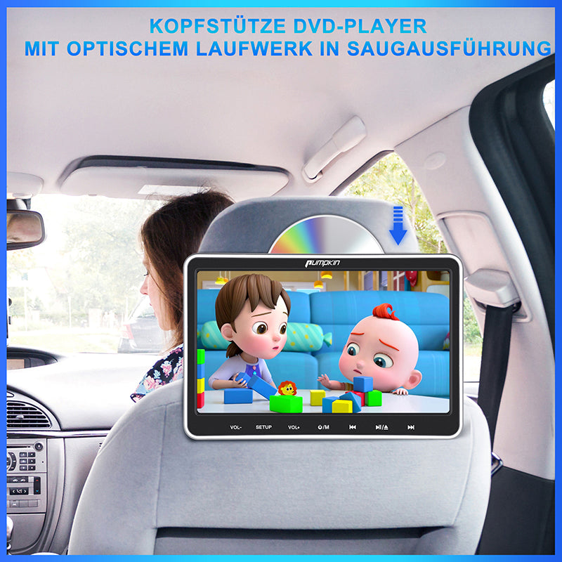 10,1 Zoll Kopfstützen DVD Player mit Kopfhörer für Auto und Kinder –  PumpkinDE
