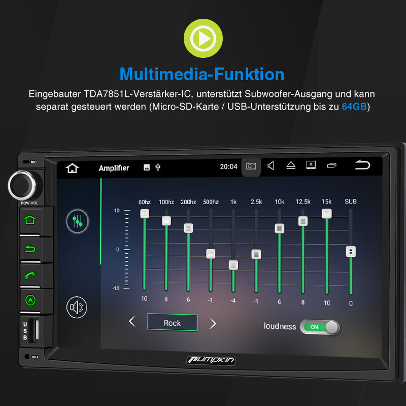 pumpkin 7 Zoll Android 11 Auto music system