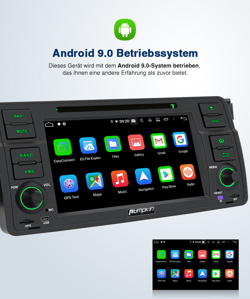 Pumpkin 7 Zoll BMW E46 Autoradio Android 9.0 doppel din