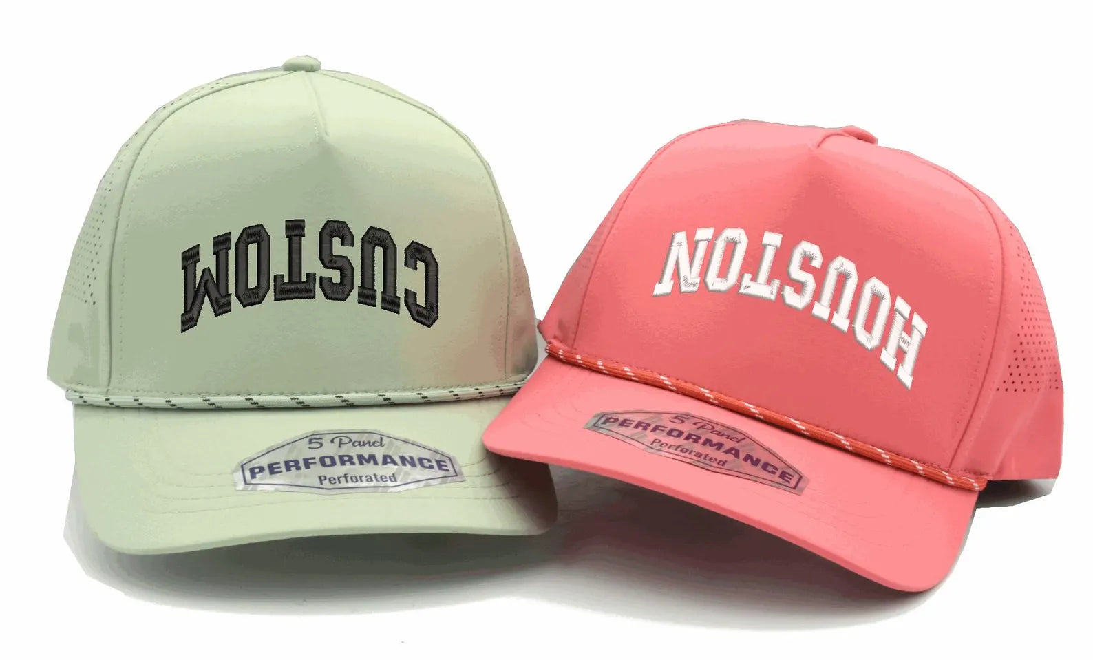 UPSIDE DOWN TEXT - Performance with rope- 5 panel- Embroidery